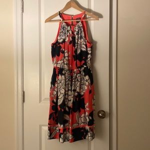 Vince Camuto scuba neck fit and flare dress